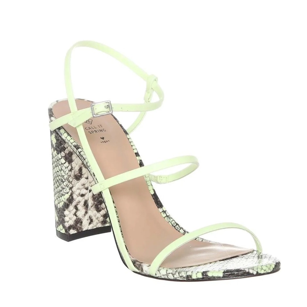 Spring Lime Snakeskin Strappy Heels